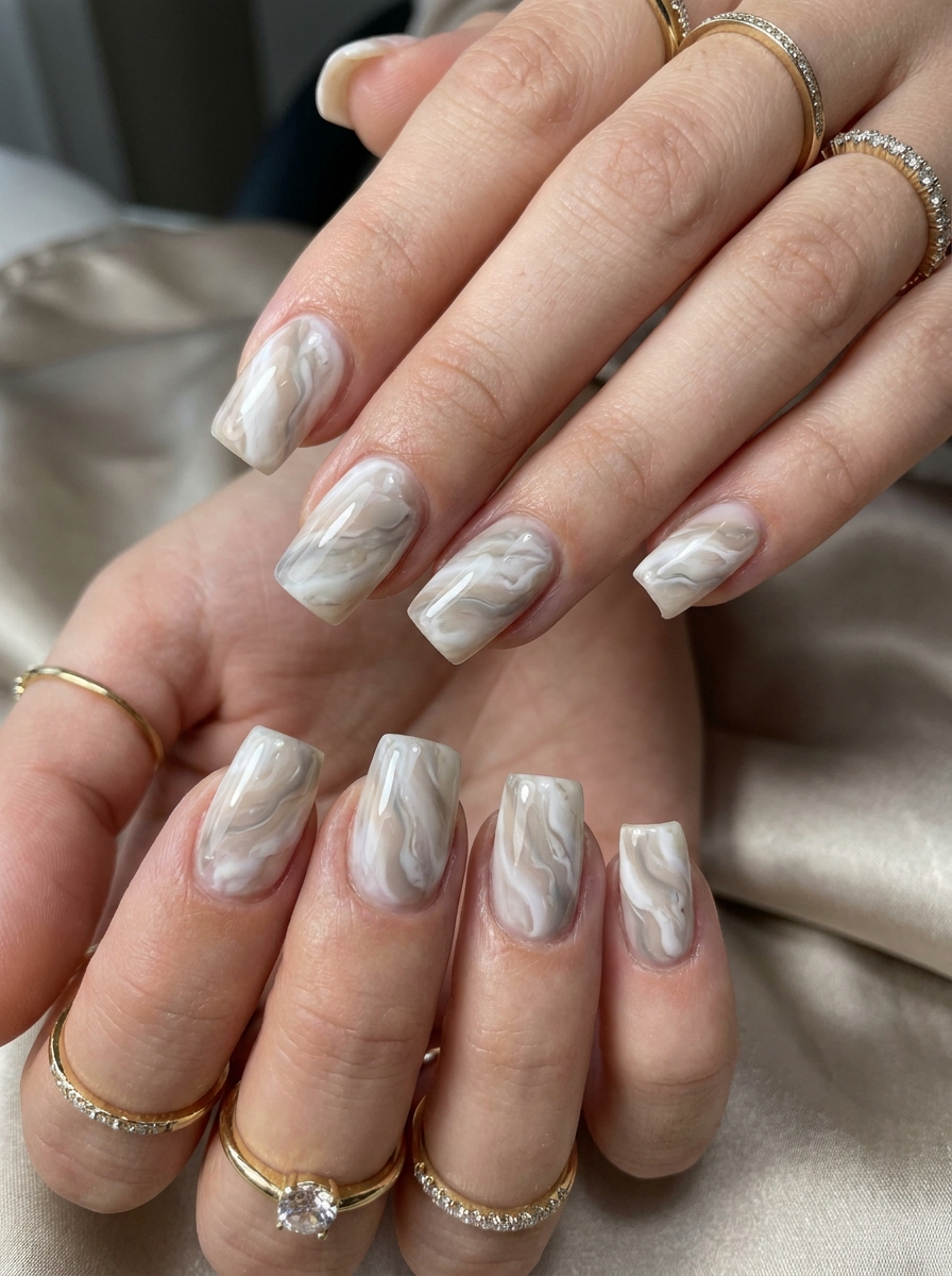 Marble Square Nails
